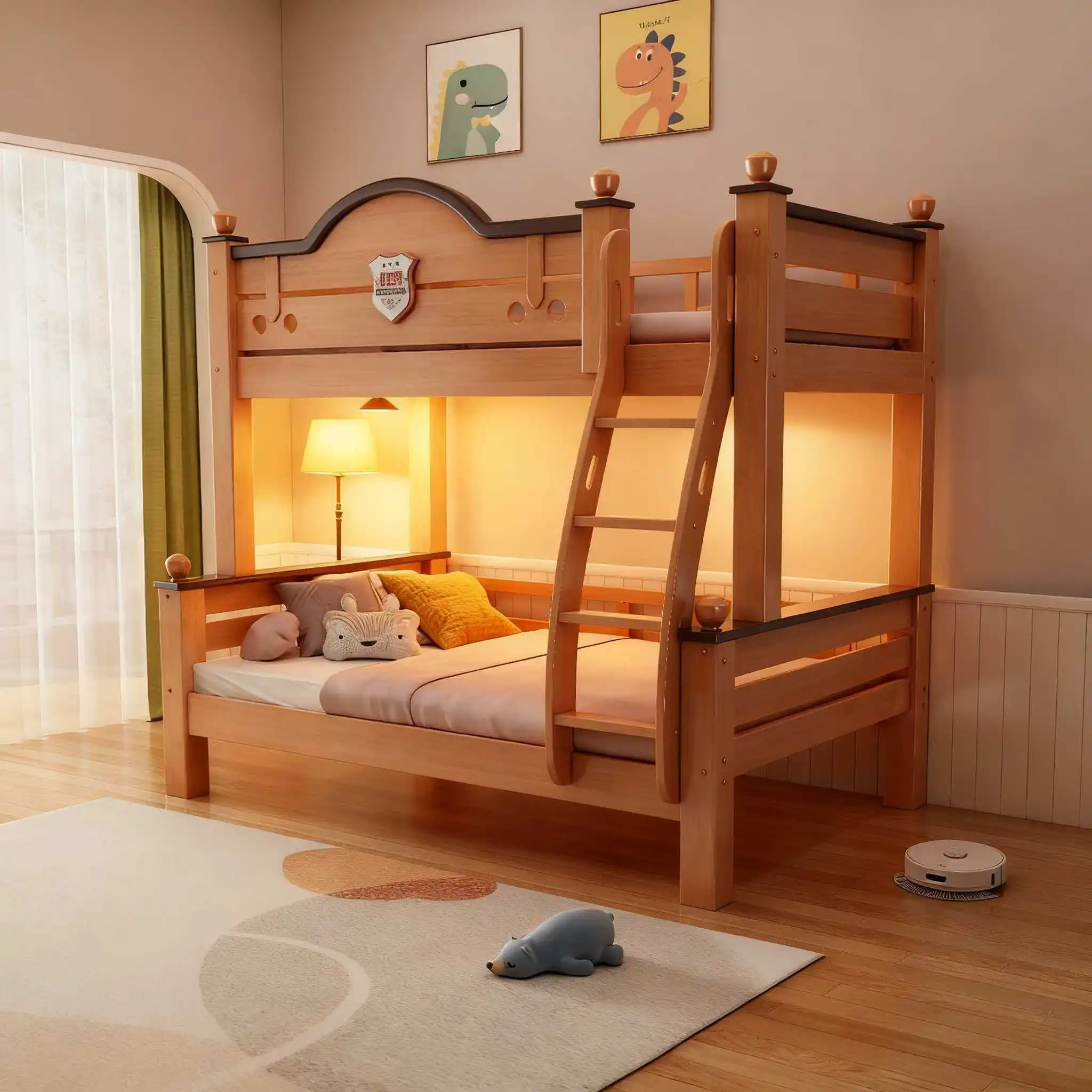 

Factory Direct Mother and Child Bed Hostel Drawer Wood Children Room Size House Double Kids Solid Wooden Bed Frame Kids Bunk Bed