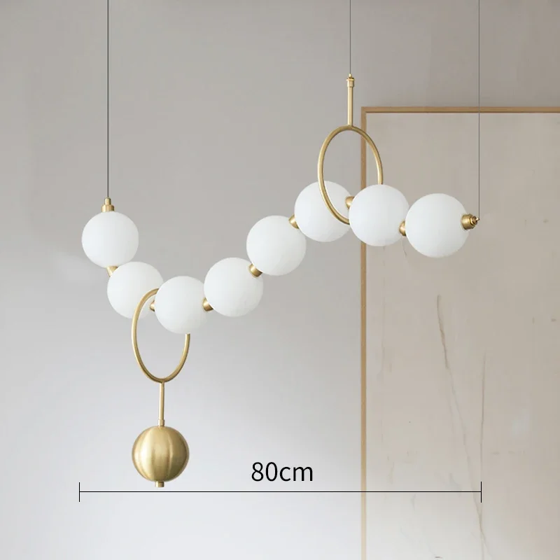 ludengchaoshi Moderne minimalistische Halskette Glaskugel Pendelleuchte, Wohnzimmer, Esszimmer, Esstischleuchte, hängende Kettenpendelleuchte 7