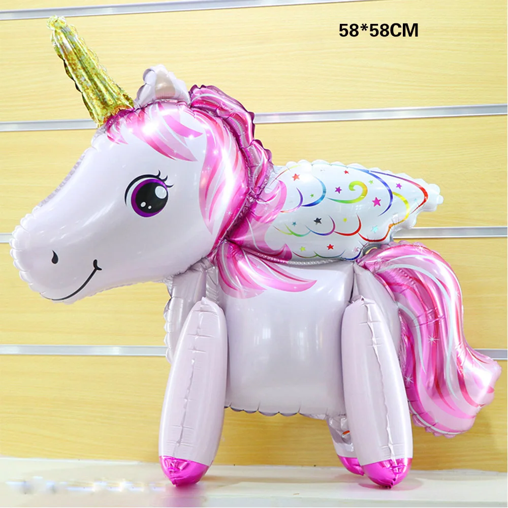 Selbst Stehenden Einhorn Ballons Geburtstag Dekorationen für Mädchen Einhorn Mylar Ballon Party Dekorationen kinder Tag Dekorationen – Detail 1