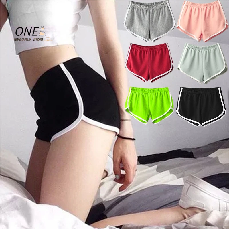 Short de sport pour femmes, couleur bonbon, Anti-vide, slim, décontracté, taille élastique, plage, pantalon court