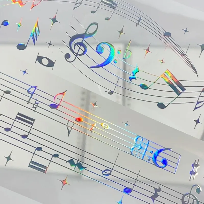 Pet Washi Tape P28 Sheet Music What Are You Looking At Music Note Laser Silver Antique Scrapbook Decoration Sticker Collage