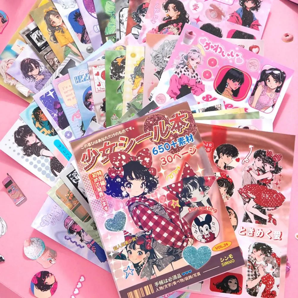 Retro 30 Seiten Aufkleber Buch DIY japanische Y2K Tagebuch Aufkleber Cartoon Geschenk Scrapbook Aufkleber Schreibwaren