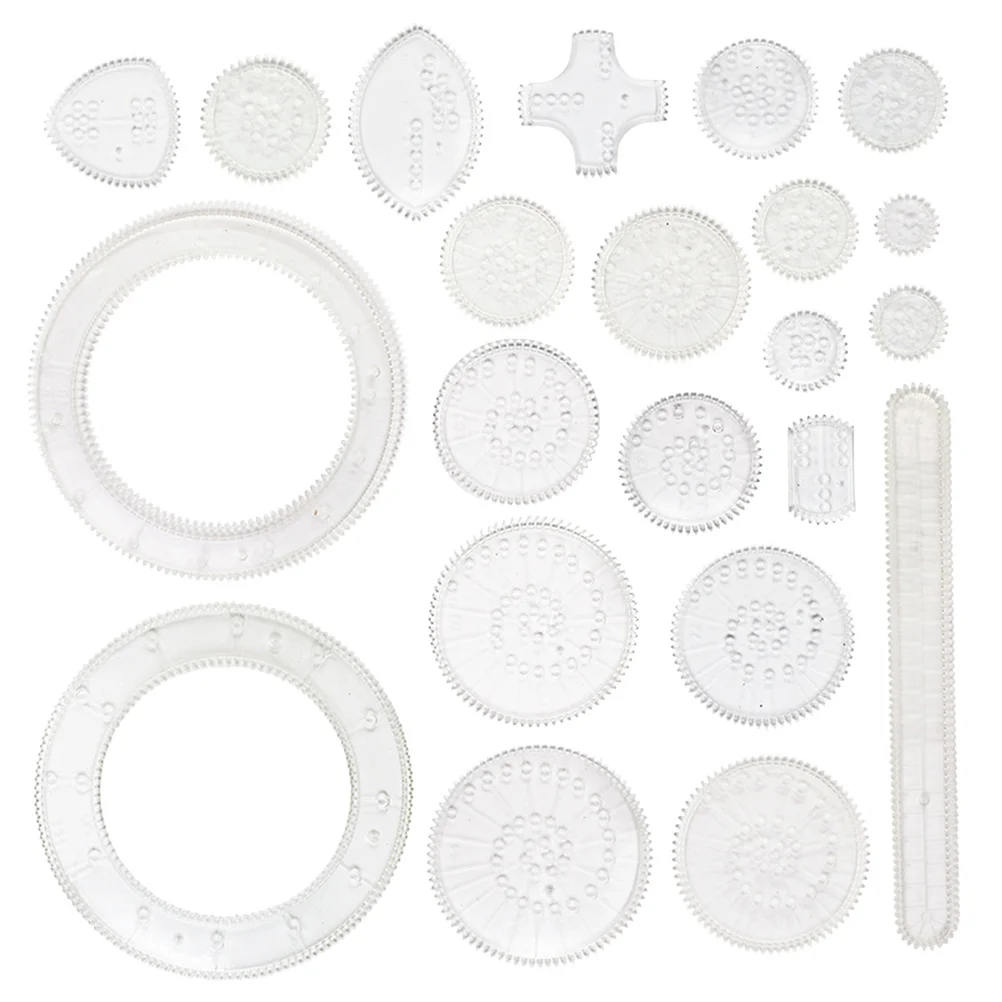 22 pezzi Set da disegno con righello curvo Ingranaggi ad incastro Ruote Kit di pittura per bambini Adulti Strumento di progettazione di materiali artistici educativi