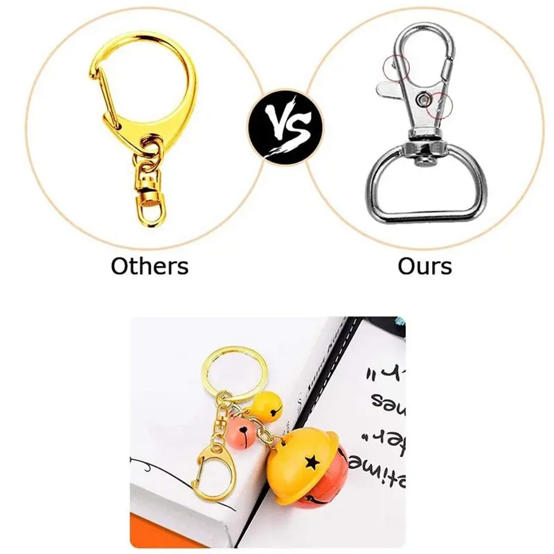 A76I-500 Piece D Hook Keychain Hardware With Jump Rings, Metal Split Key Ring Clips With Chain For Craft Charm Making DIY