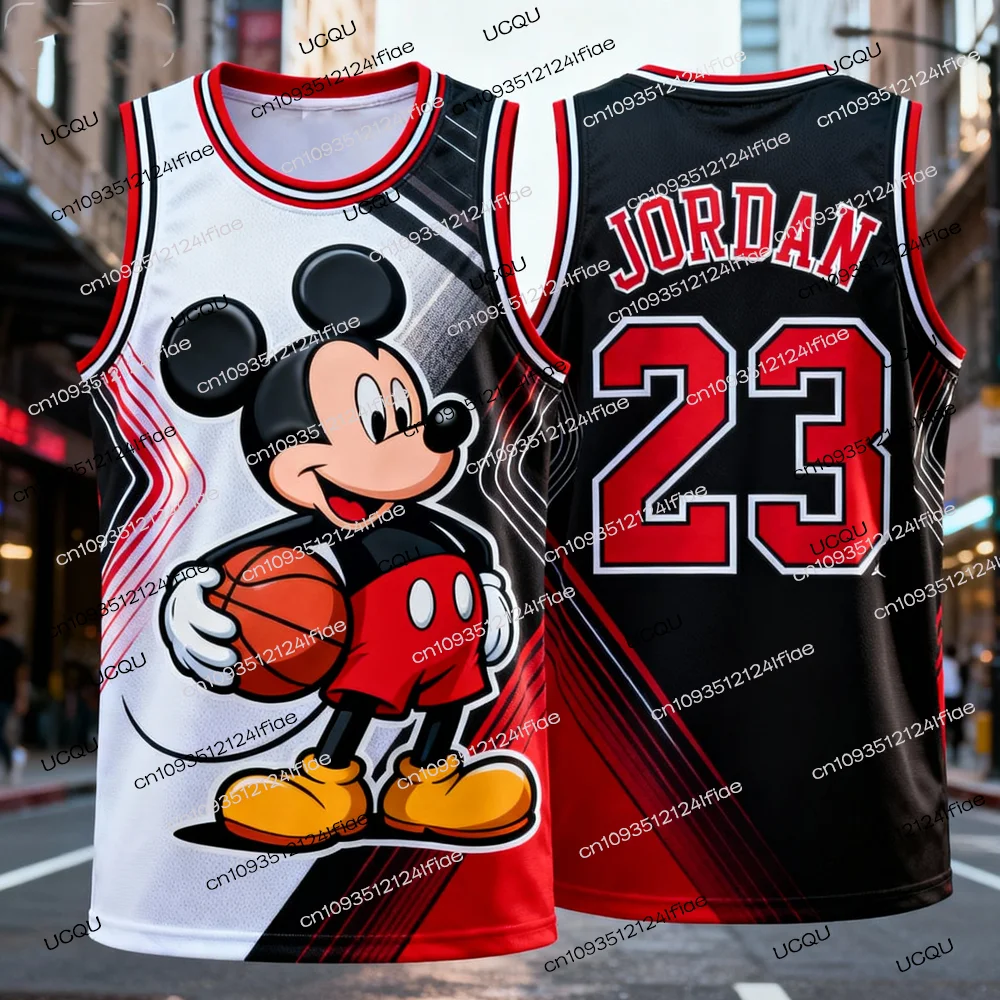 وصل حديثًا لعام 2025 سترة جيرسي لكرة السلة ميكي ماوس جوردان إصدار خاص، سترة مطبوعة برسوم كارتونية للأطفال، ملابس غير رسمية، سترة رياضية #1