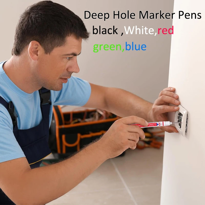 4PCS Long head marker 20mm woodworking marker deep mouth tile marker pen extended punch pen quick drying water proof
