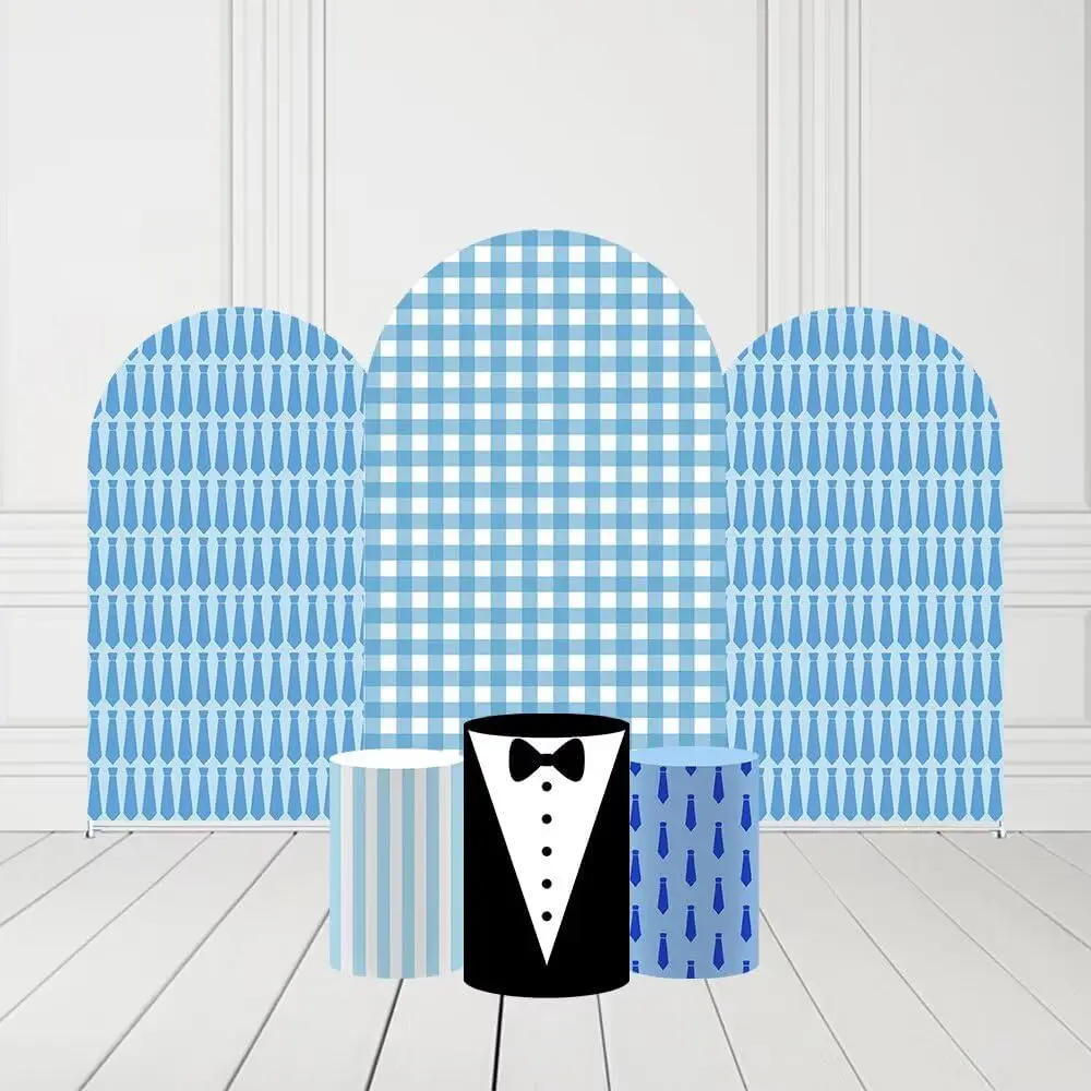 ربطة العنق الزرقاء مخصصة على الوجهين الخلفيات الصبي القوس بوس حفلة عيد ميلاد كعكة الجدول خلفية زينة استحمام الطفل غطاء قوس الدعائم