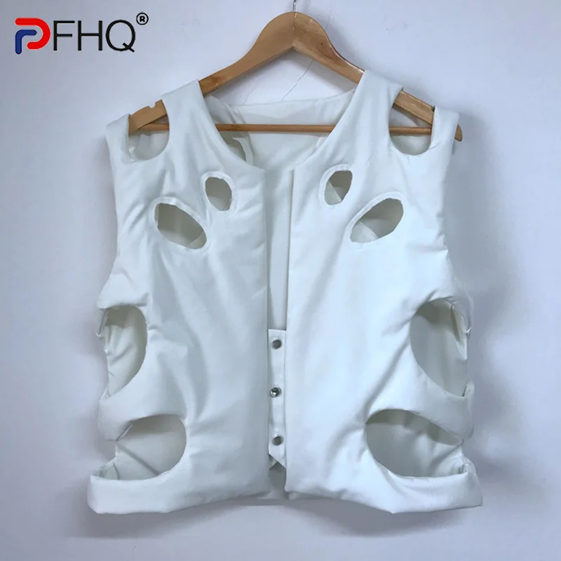 

PFHQ Hollow Out Niche Design Elegant High Quality Sleeveless Vest Jacket Coat Original Trendy Streetwear 2024 Waistcoat 21F1840