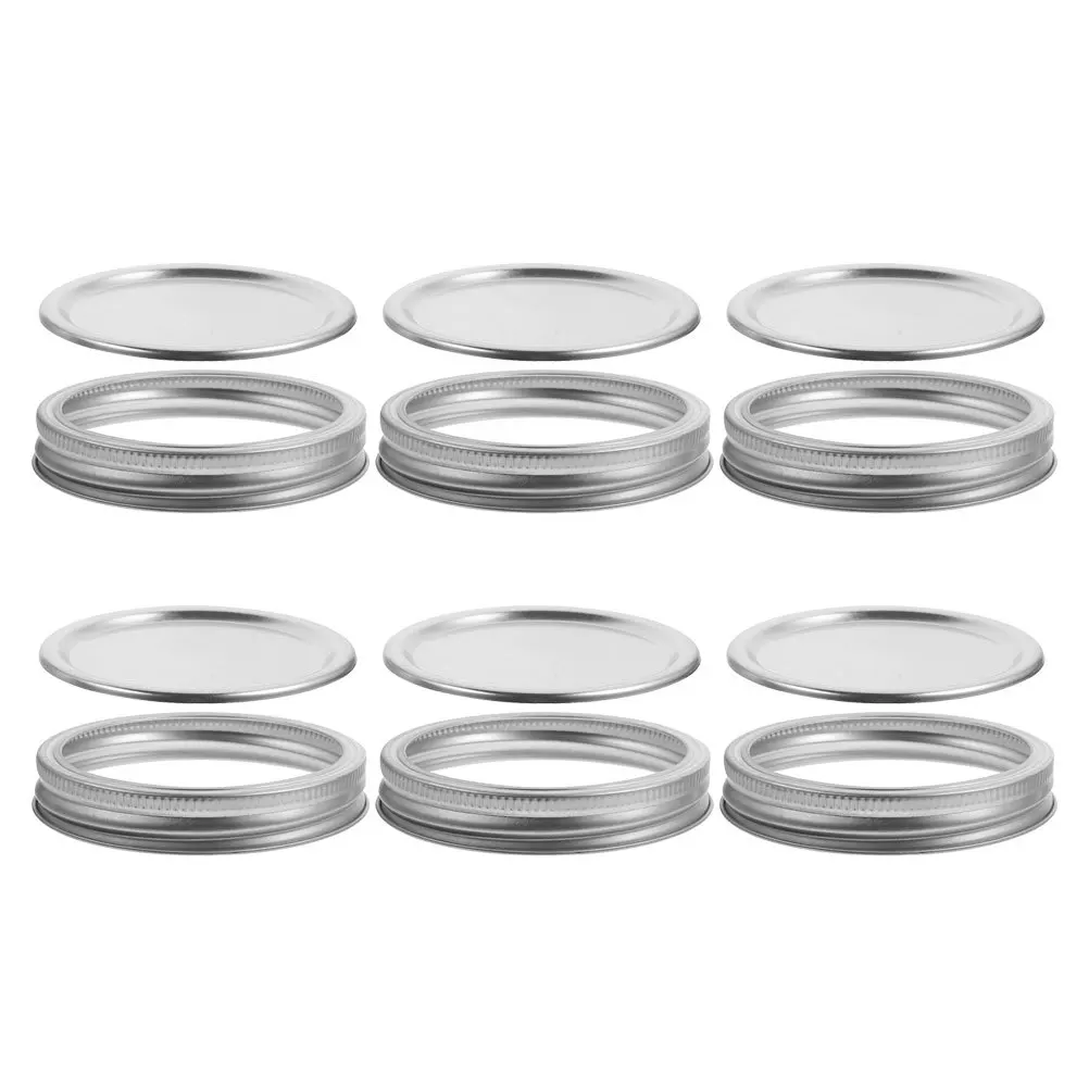 

6 set Mason Jar Lid Metal Storage Lids For Canning Jar Airtight Leakproof Replacement Wide Mouth Tinplate Lids Kitchen Storage