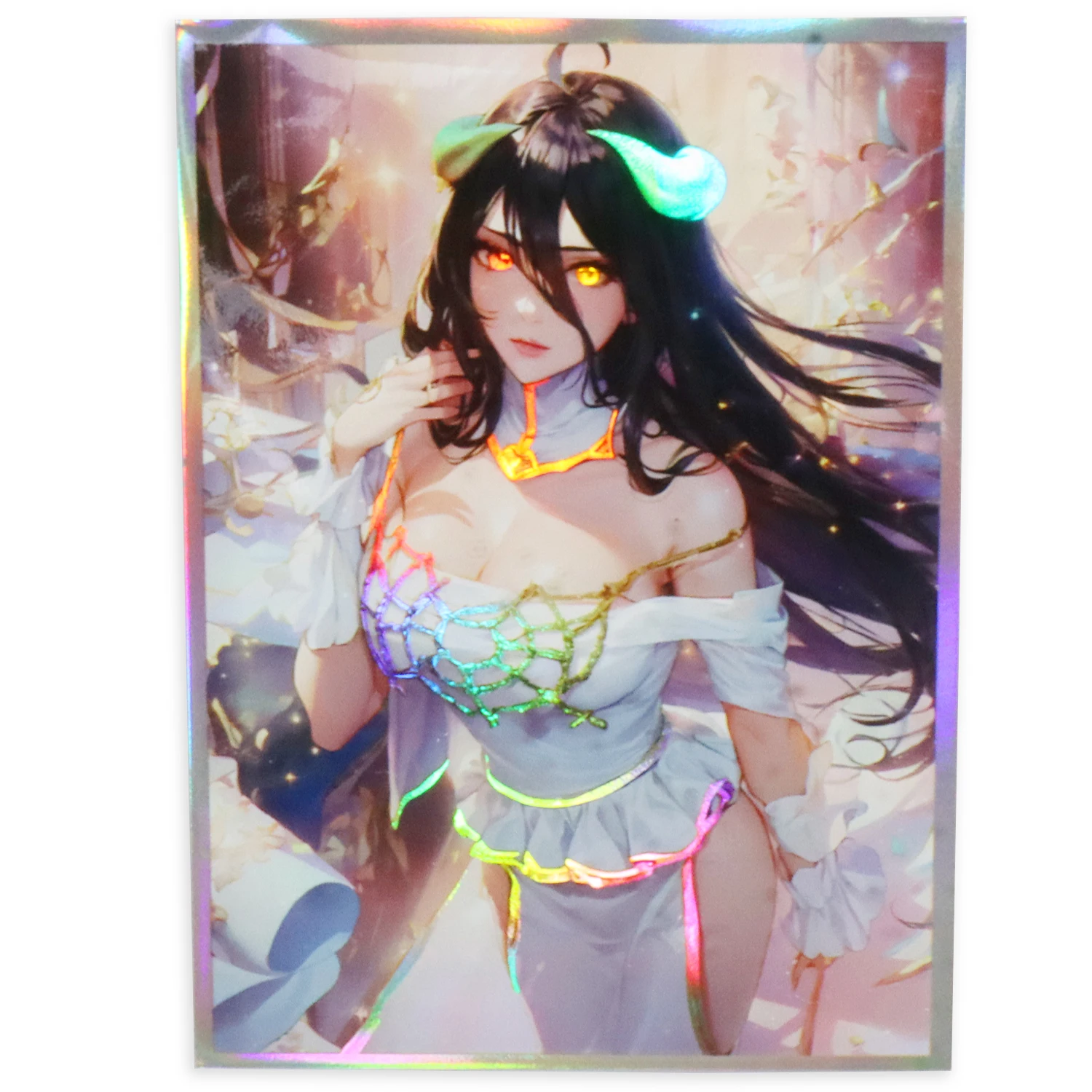 60PCS 67x92mm PKM Albedo Card Sleeves Foil Anime Girl Card Sleeve Trading Card Protector for MTG Standard Size