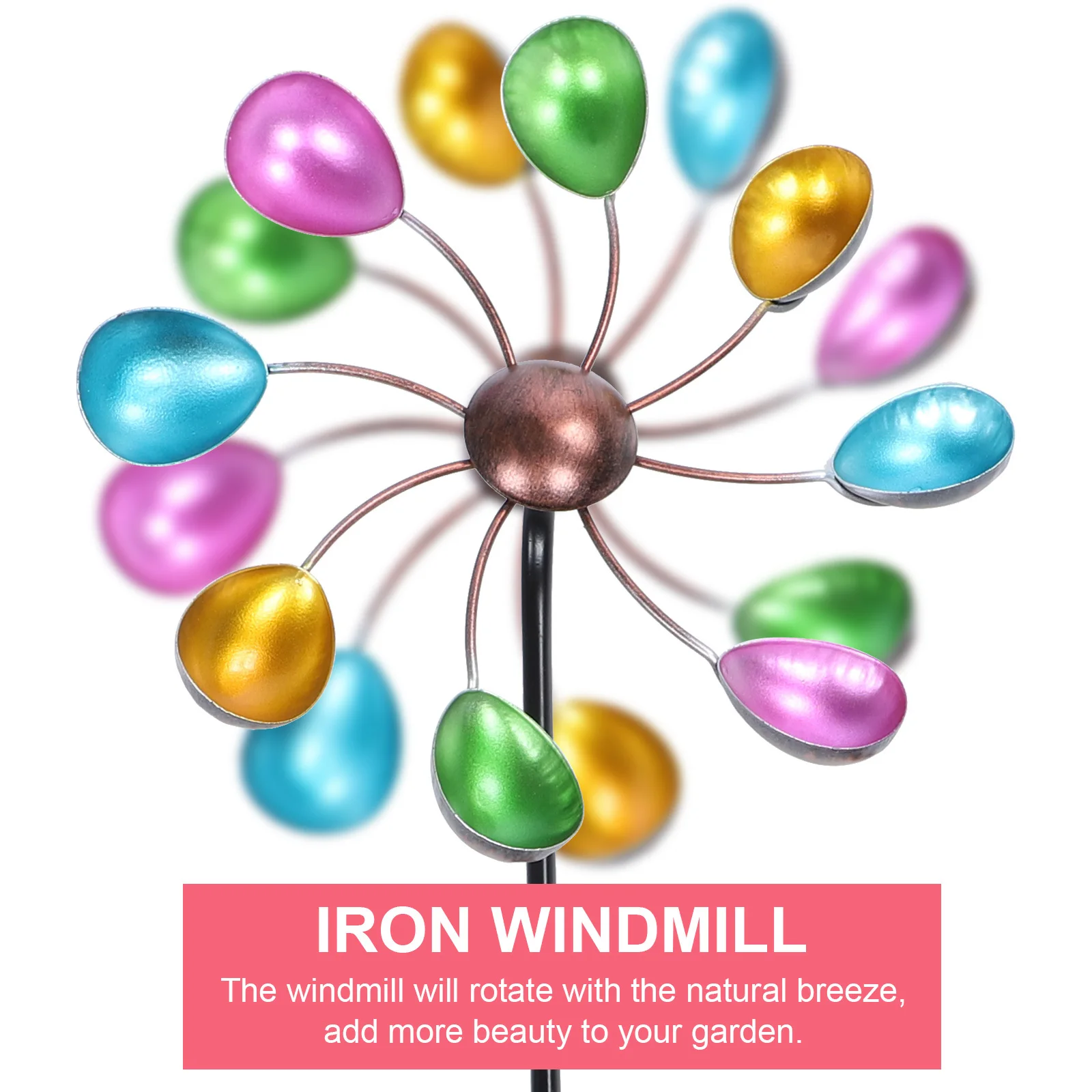 

1Pcs Metal Windmill Decor for Garden Yard Patio Lawn Outdoor Rotatory Decoration with Resistance and Smooth Polished