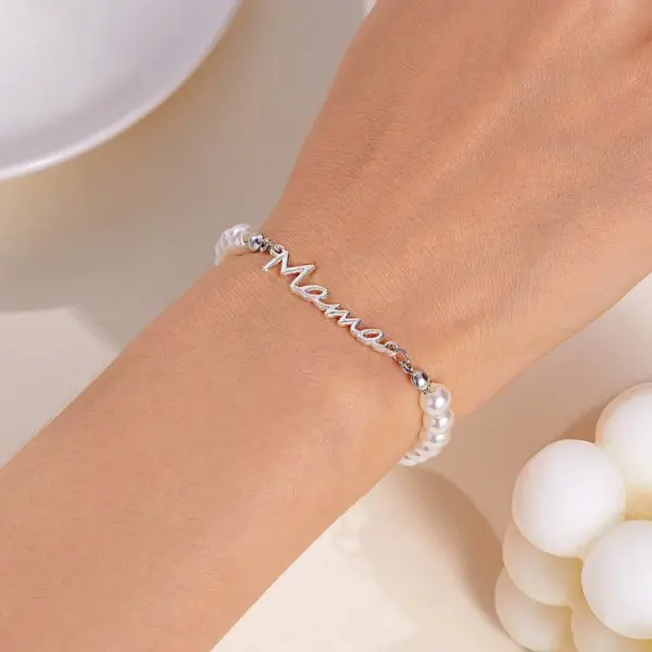 Women's Mama Charm Bracelet, Double Layer Chain Design