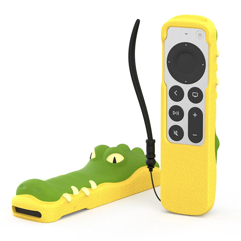 

1pc Silicone Case for Apple Tv 4K 6/7 Gen Remote Control Protective Cover Built in Anti Lost Tag Slot Crocodile Cute Cover