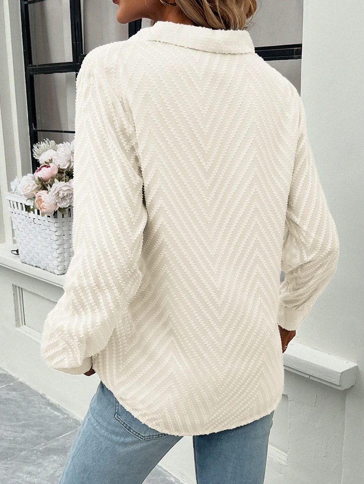 Women Shirts 2024 New Spring Long Sleeve Turn Down Collar Button Irregular Hem Floral Gradient Stripe Office Lady Loose Clothes