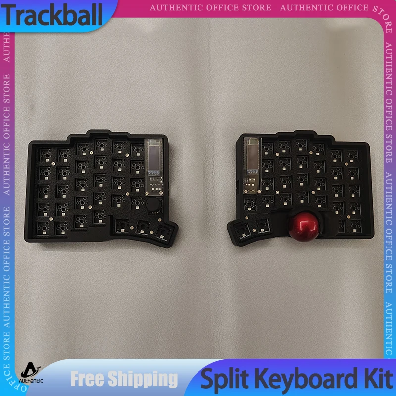 Trackball Split Keyboard Kit Layout Prog Rammable Vial Trackball Custom Rgb 39/47/59 Key Ergonomic Hot Plug Split Keyboard Kit