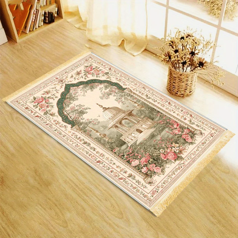 VIKAMALuxurious Islamic prayer mat suitable for Muslim worship, rectangular, for home entrance, living room, and worship rug