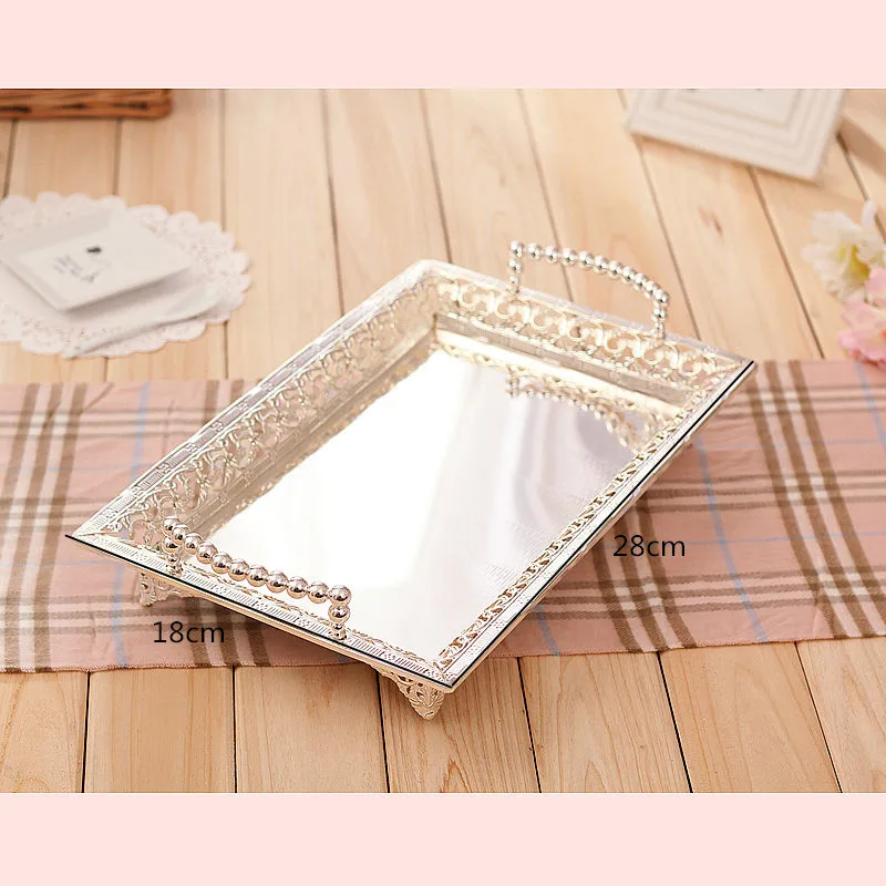 European Style Silver Plated Storage Tray Afternoon Tea Dessert Snack Wedding Table Decoration Fruit Cake Pan