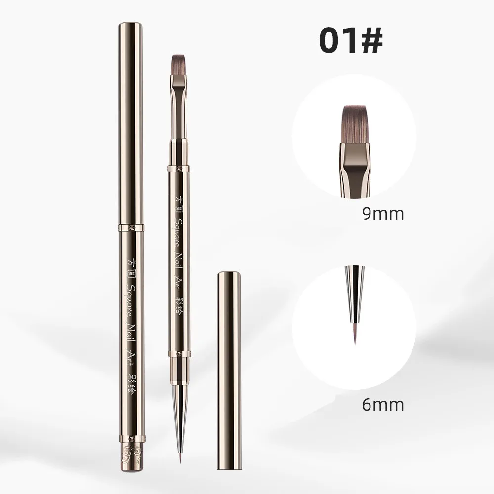 1/6PCS Doppel Kopf Metall Griff Nagel Pinsel Liner Pinsel Malerei Stift Gel Pinsel Kristall Nail art Maniküre