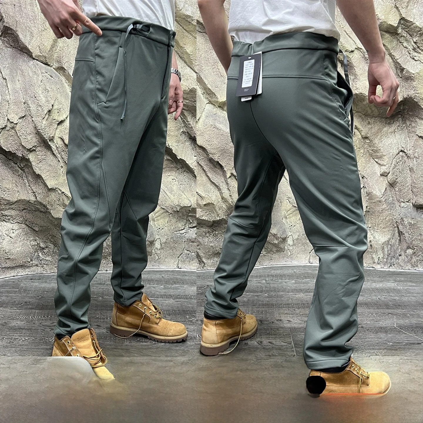 

Outdoor Men's Fce Lined Waterproof Soft ell Pants Straight Leg Warm Trousers for Autumn Winter Casual Faion