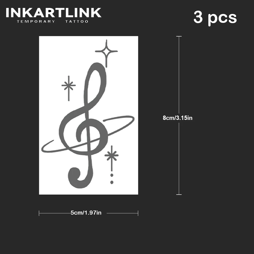 3 قطع وشم مؤقت للملاحظات الموسيقية، آخر حتى 15 يومًا، تكنولوجيا جديدة سحرية مقاومة للماء شبه دائمة.