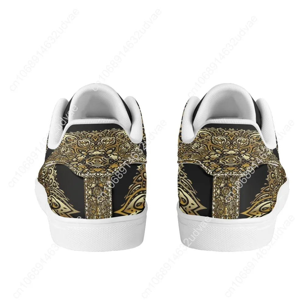 Men's PU Canvas Shoes Luxury European and American Retro Pattern Casual Sneakers Men's Youth College Shoes Tennis Direct Sales