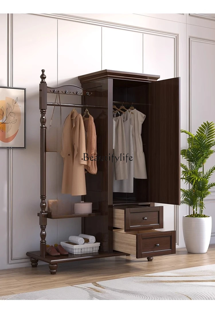

American rural all-solid wood coat rack floor-to-ceiling modern simple vertical multi-functional rack