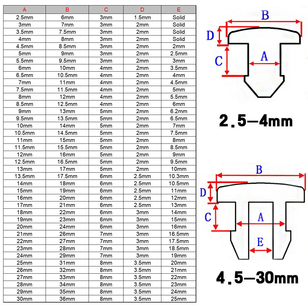 2.5mm-30mm Silicone Rubber Hole Caps T Type Plug Cover Snap-on Gasket Blanking End Caps Food Grade Seal Stopper