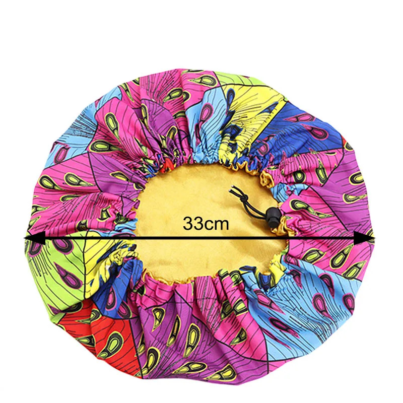 Women Large Satin Ankara Bonnets Elastic Lined African Head Sleep Bonnet Female Wrap Cap Print Head Cover Bonnets Turban