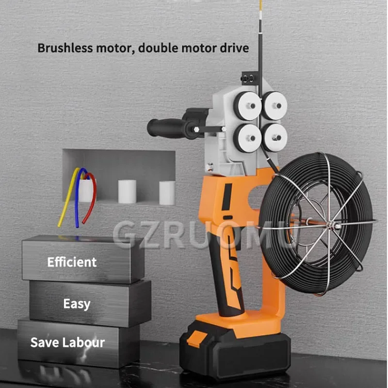 20M Electric Threading Machine Lithium Battery Wall Pulling Wire Tool Automatic Thread Puller Electrician Special Cable Threader