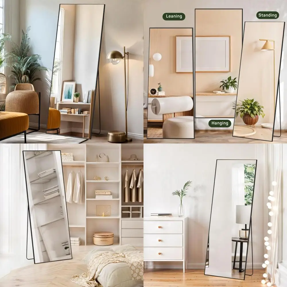 Spiegel in voller Länge, 21 x 64 Körper-Wandspiegel mit bruchsicherem Glas, bodenstehend, hängend oder lehnend, großer hoher Spiegel mit