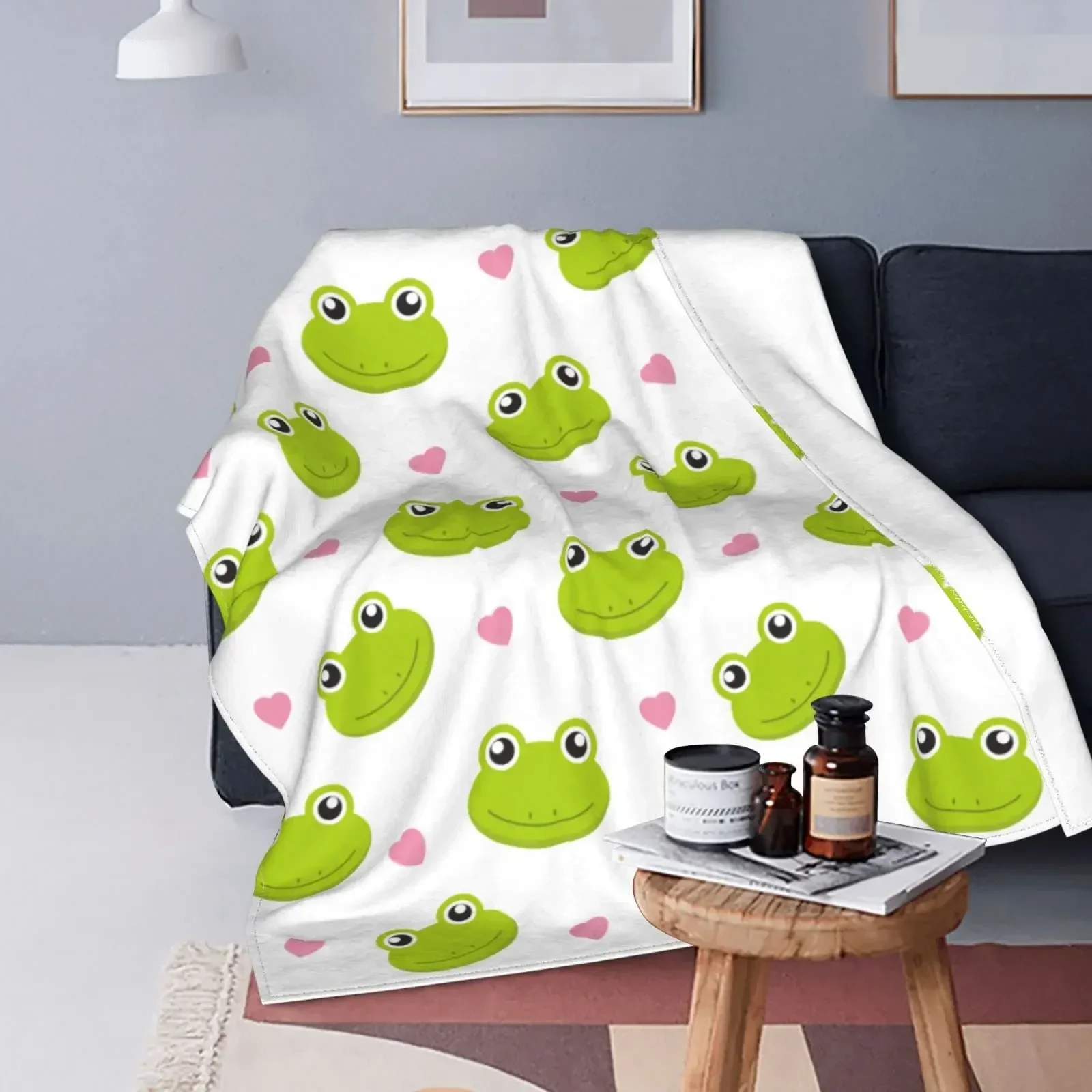

3D Print Blanket Botanical Frog Blanket Soft and Lightweight Flannel Throw Blanket Suitable for Sofa Bed Living Kids Room