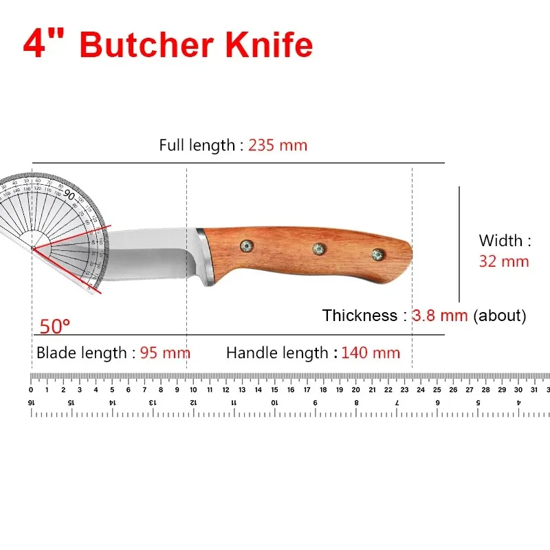 Boning Knife Hand Forged Chef Butcher Cook Meat Steak Fish Vegetab Kitchen Knives Wood Handle Slicing Barbecue Knife With Sheath