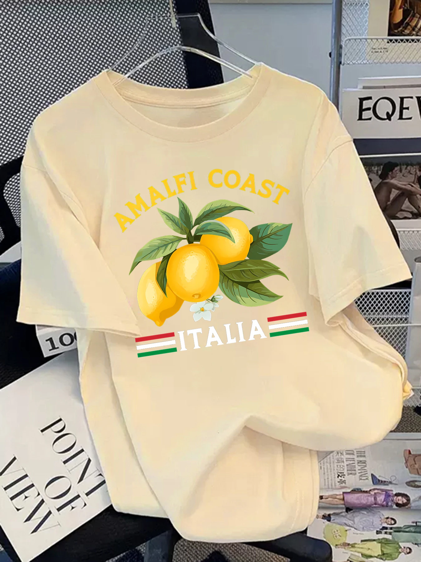 Amalfi Coast Italia Design Basics T-Shirt Damen Sommer Sportbekleidung Baumwolle Bequem Kurzarm Casual Loose Unisex Top