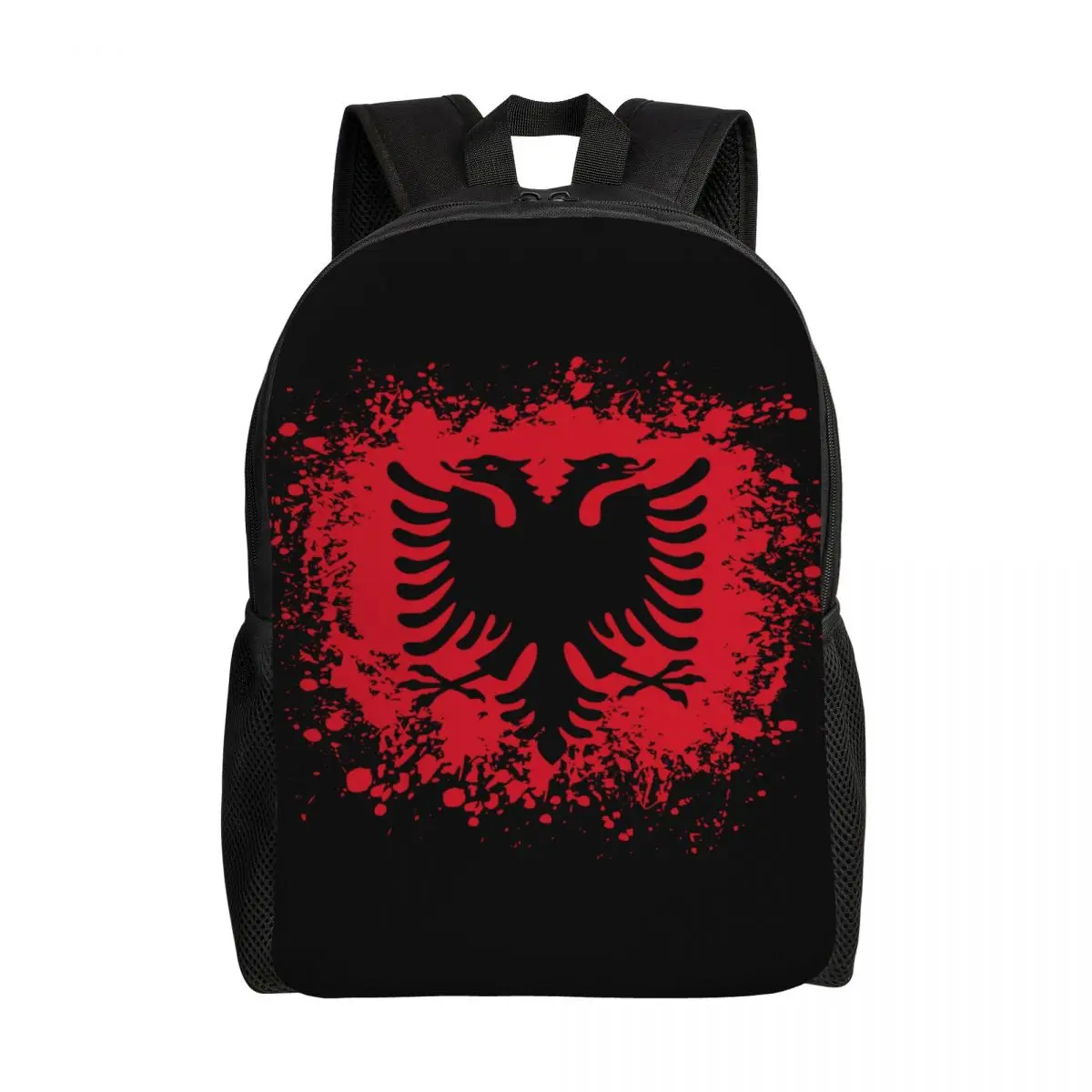 Custom Retro Albania Flag Travel Backpack Women Men School Computer Bookbag Albanian Eagle College Student Daypack Bags