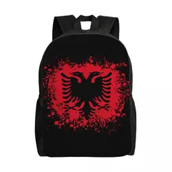 Custom Retro Albania Flag Travel Backpack Women Men School Computer Bookbag Albanian Eagle College Student Daypack Bags