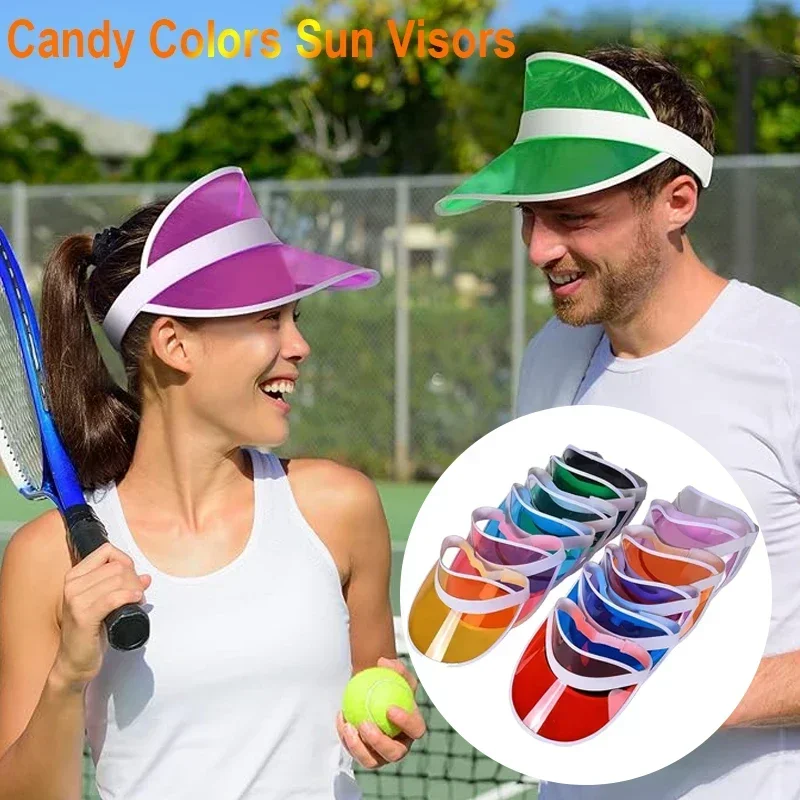 Unisex Candy Colors Empty Top Sun Protection Visors Anti-UV Golf Cap for Outdoor Sport Cycling Hiking Walking Beach Accessories