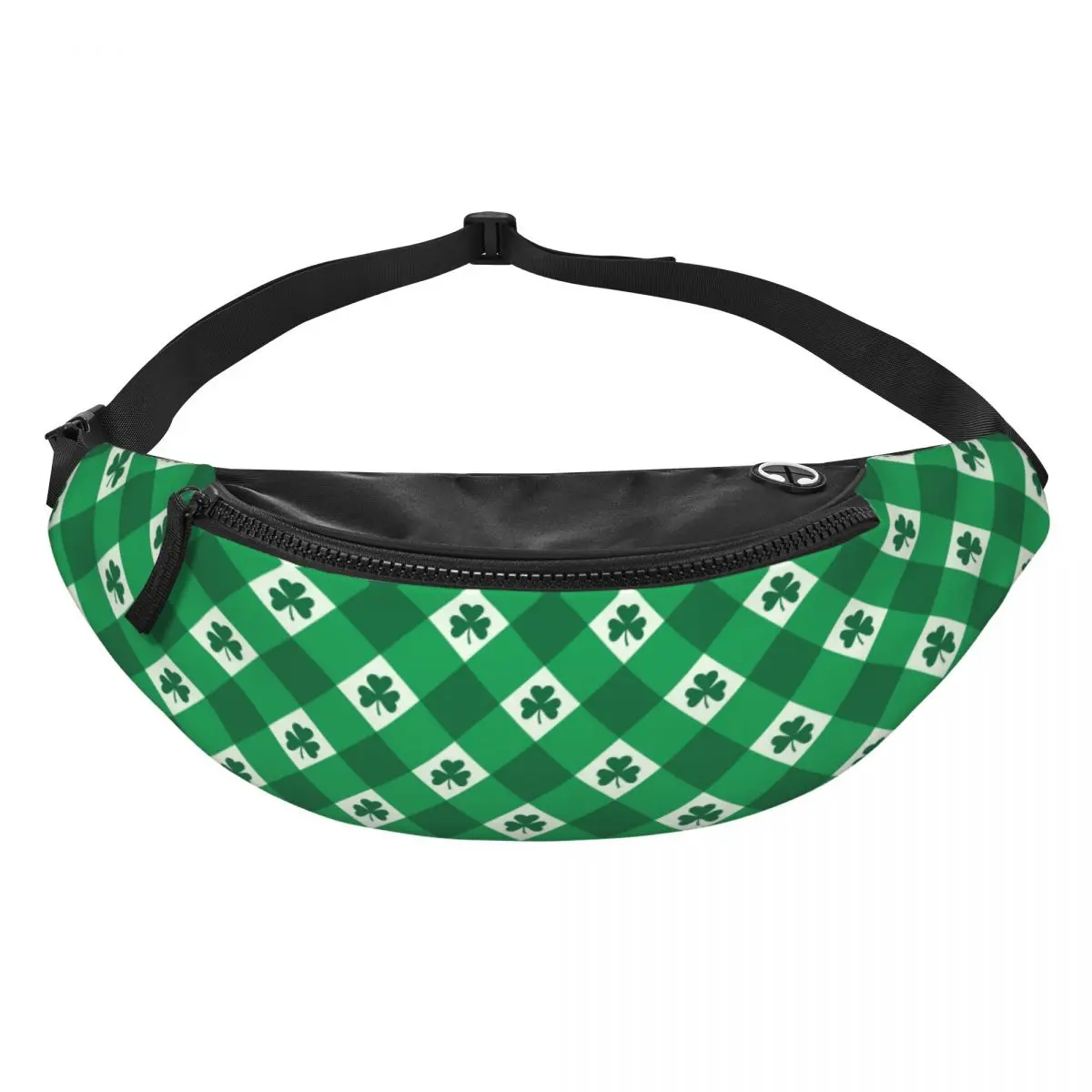 Custom St Patrick's Day Lucky Clover Leaf Fanny Pack Men Women Crossbody Waist Bag for Running Phone Money Pouch