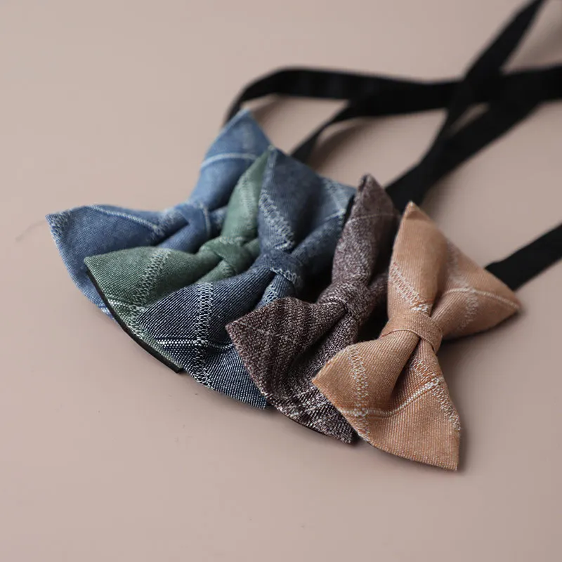 코튼 솔리드 비즈니스 Bowtie 남자 빈티지 보라색 새겨진 그리드 참신 넥타이 블랙 웨딩 나비 넥타이 포켓 스퀘어 손수건 세트