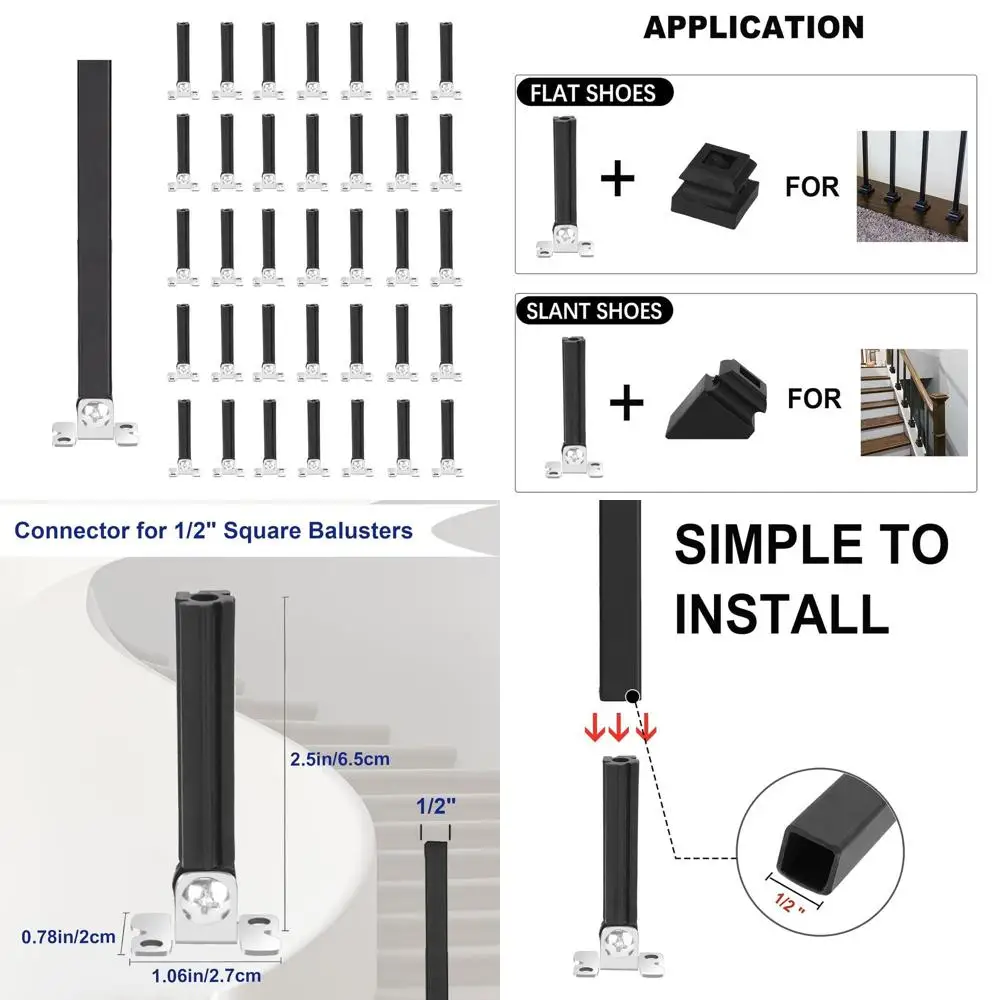 

Набор из 50 регулируемых квадратных балясин 1/2 дюйма для внутренних лестниц