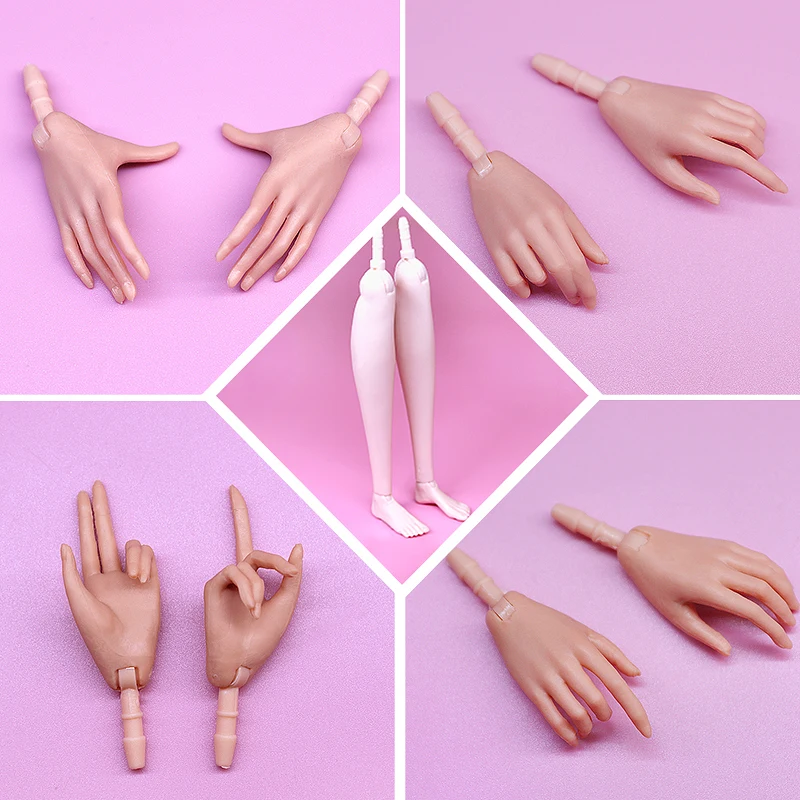 MENGF FR IT 1/6 Doll Replacement Hands Legs Black Beige Brown White Blue Hands DIY Doll Decors Parts Quality Doll Accessories