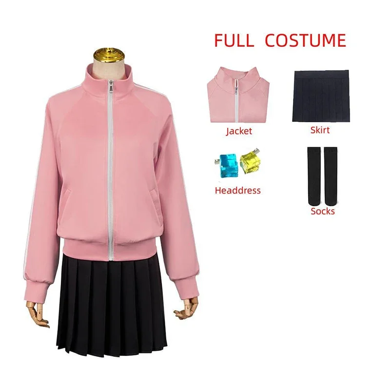 Anime Bocchi the Rock Gotou Hitori Cosplay Costume Yamada Ryou Pink Coat Skirt Jk Uniform Halloween Outfits