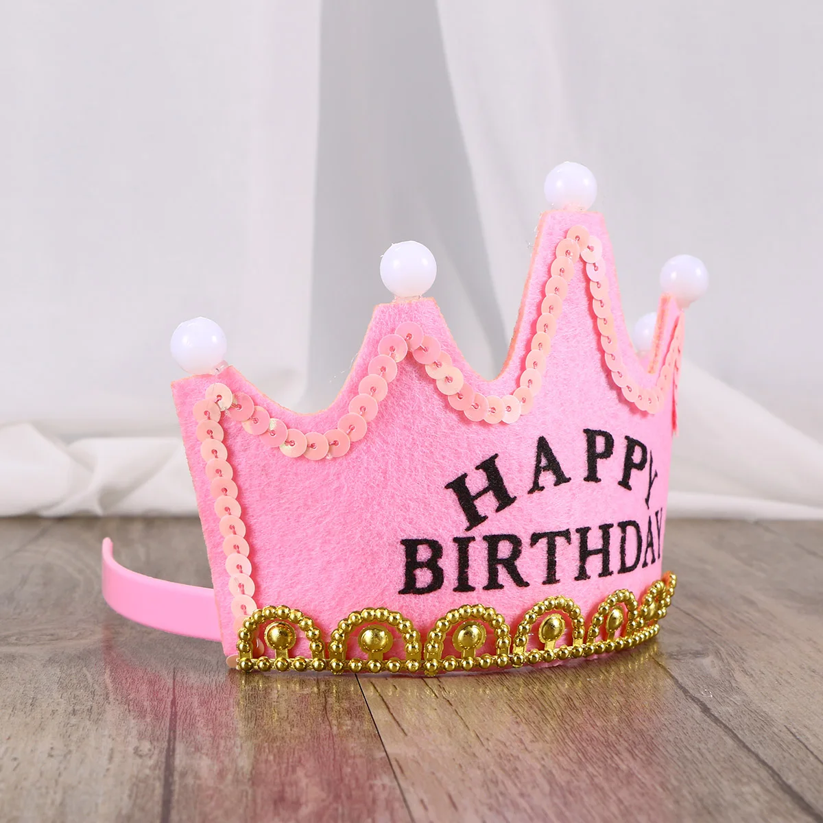 

Led Light Party Hats Crown King Adjustable 3 Modes Crown Birthday Party Hat Led Birthday Hat Pink Color