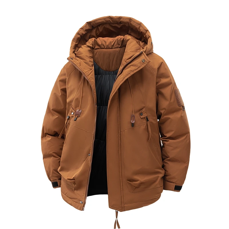 2026 Trend Casual Hooded Men Parkas Winter Windproof Warm Male Outerwear Comfortable Thicken Cotton Coats Solid Color All-match