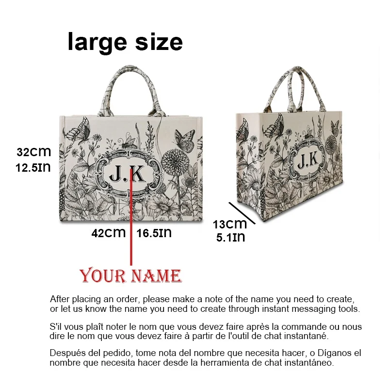 American Style Trends Personalized Linen Printing Women\'s Tassel Handbag Customizable Letters Canvas Tote Beach Bag Wedding Gift