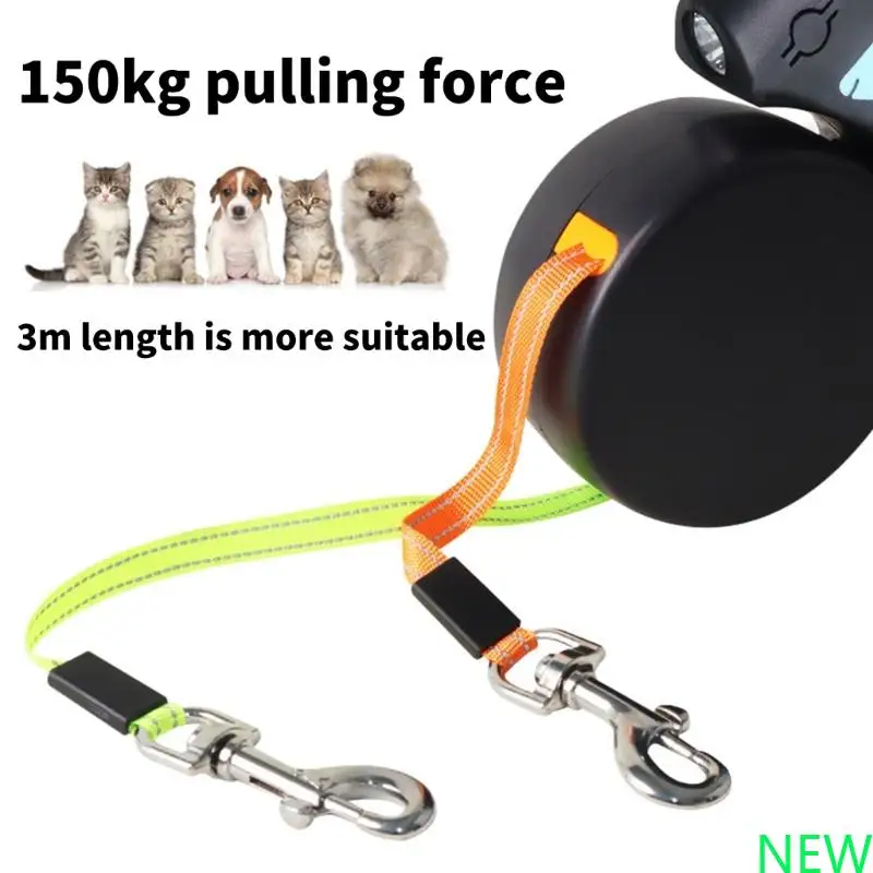 Correo perros retráctil nylon duradero 3 metros Antislip Handheld Traction Ropes para mascotas aire libre para