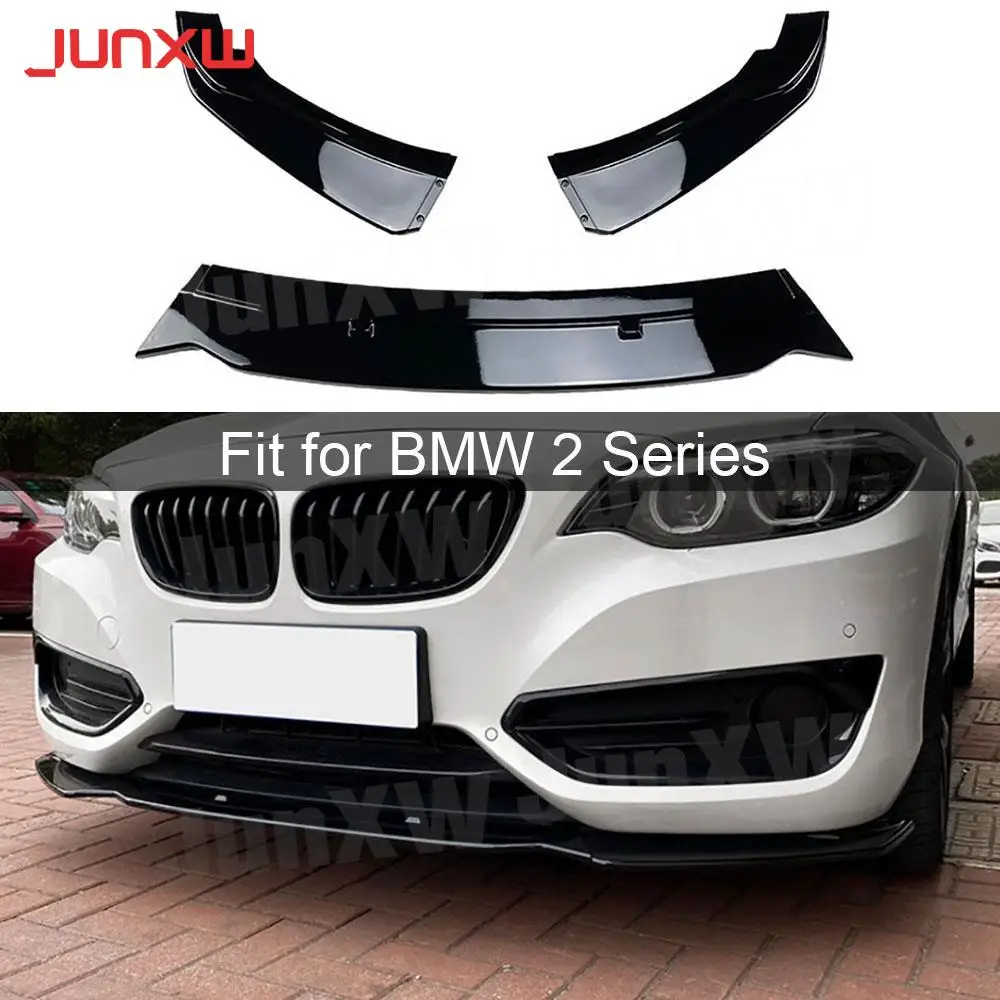 

ABS Carbon Look Front Bumper Lip Chin Spoiler Three-section for BMW 2 Series F22 Standard 2014-2021 Rear Lip Guard Gloss Black