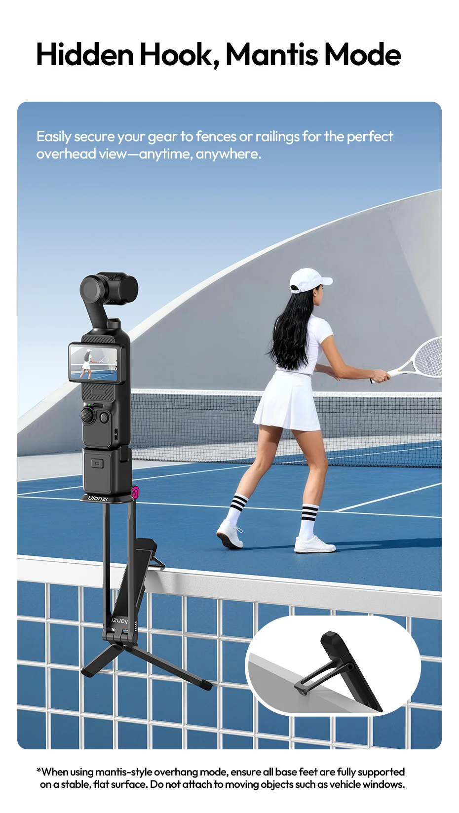 � Ulanzi MA66 Magnetisches Schnellwechsel-Stativ für DJI Pocket 4/4p/3, faltbarer Selfie-Stick-Griff-Stativ mit verstecktem Haken für Reisen – Detail 12