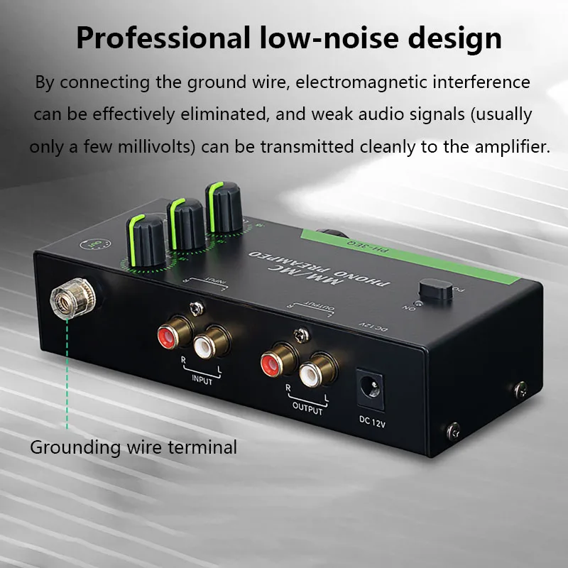 Versatile Turntable Amplifier Vinyl Record Player Amplifier Low-Noise Preamplifier with Level Control for MC/MM Turntables