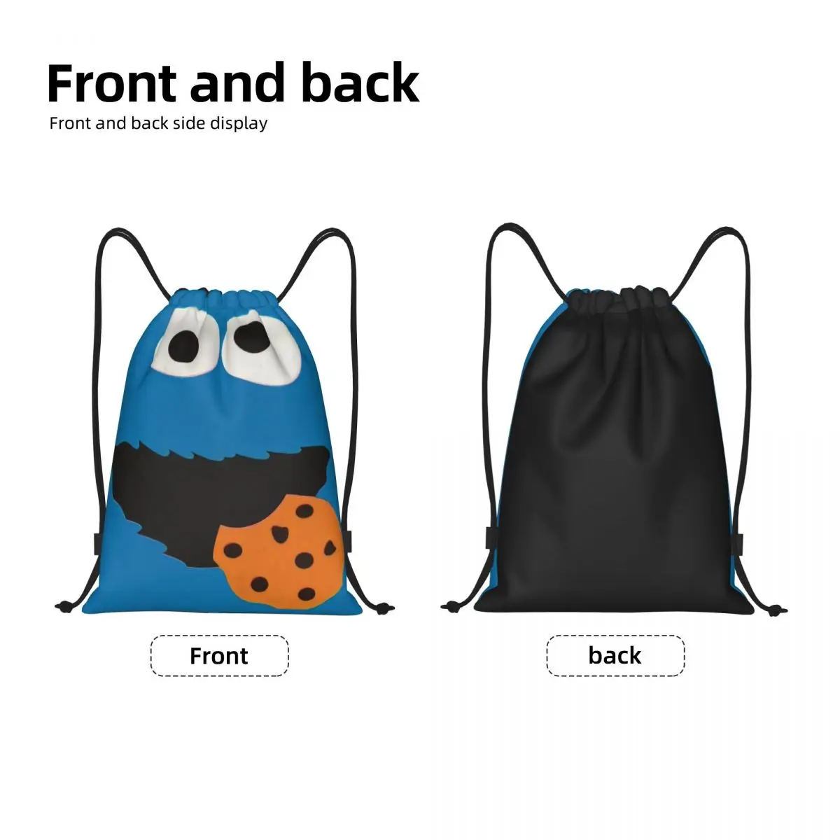 Custom Cookie Monster Face Manga Drawstring Bag for Training Yoga Backpacks Men Women Sports Gym Sackpack