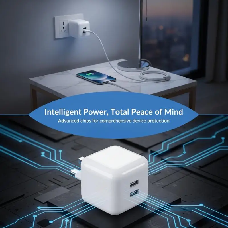 20W USB C Fast Charger With 1/2m Charging Cable Foldable US Plug For Home Travel Use